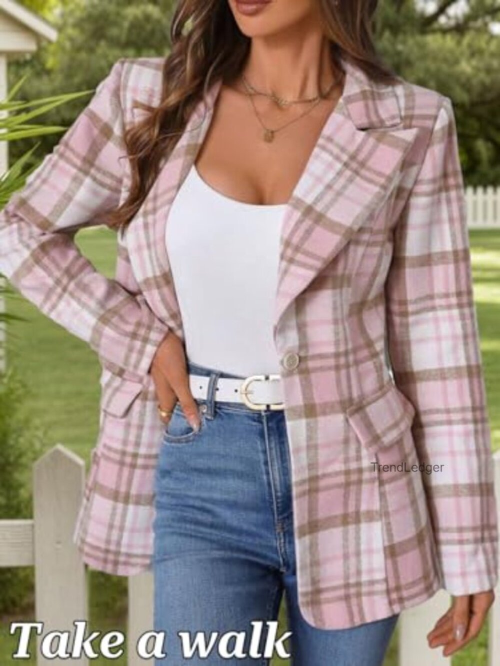 Women's Flannel Plaid Blazer Jacket Fully Lined Soft Slim Lightweight Casual - Picture 5 of 7